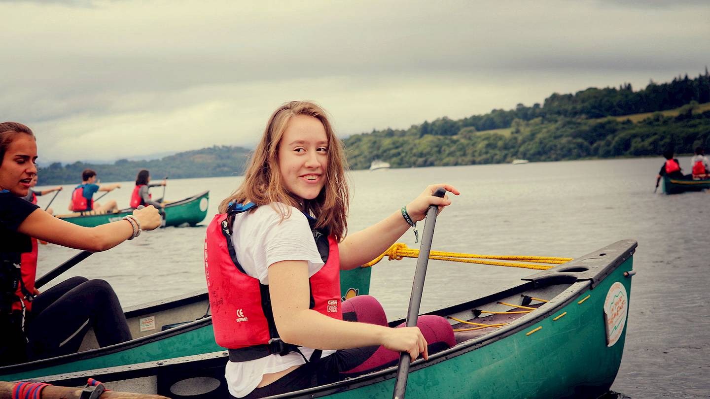 ISSFT student paddling in a canoe