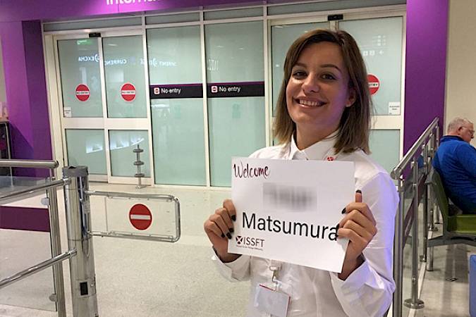ISSFT representative waiting at airport arrival gate