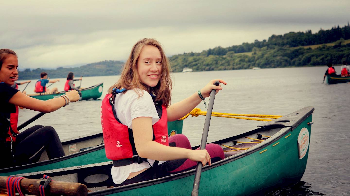 ISSFT students in a canoe